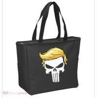 Skull With Iconic Trump Hair President Supporter Tote Bag thumb 2
