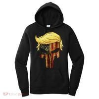 Skull With Iconic Trump Hair American Flag Women's Hoodie thumb 0
