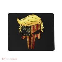Skull With Iconic Trump Hair American Flag Mousepad thumb 0