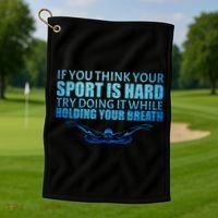 Swimming Is Hard Golf Towel thumb 1
