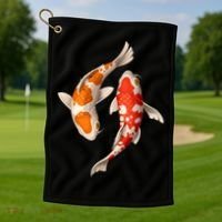Swimming Koi Fishes Golf Towel thumb 1