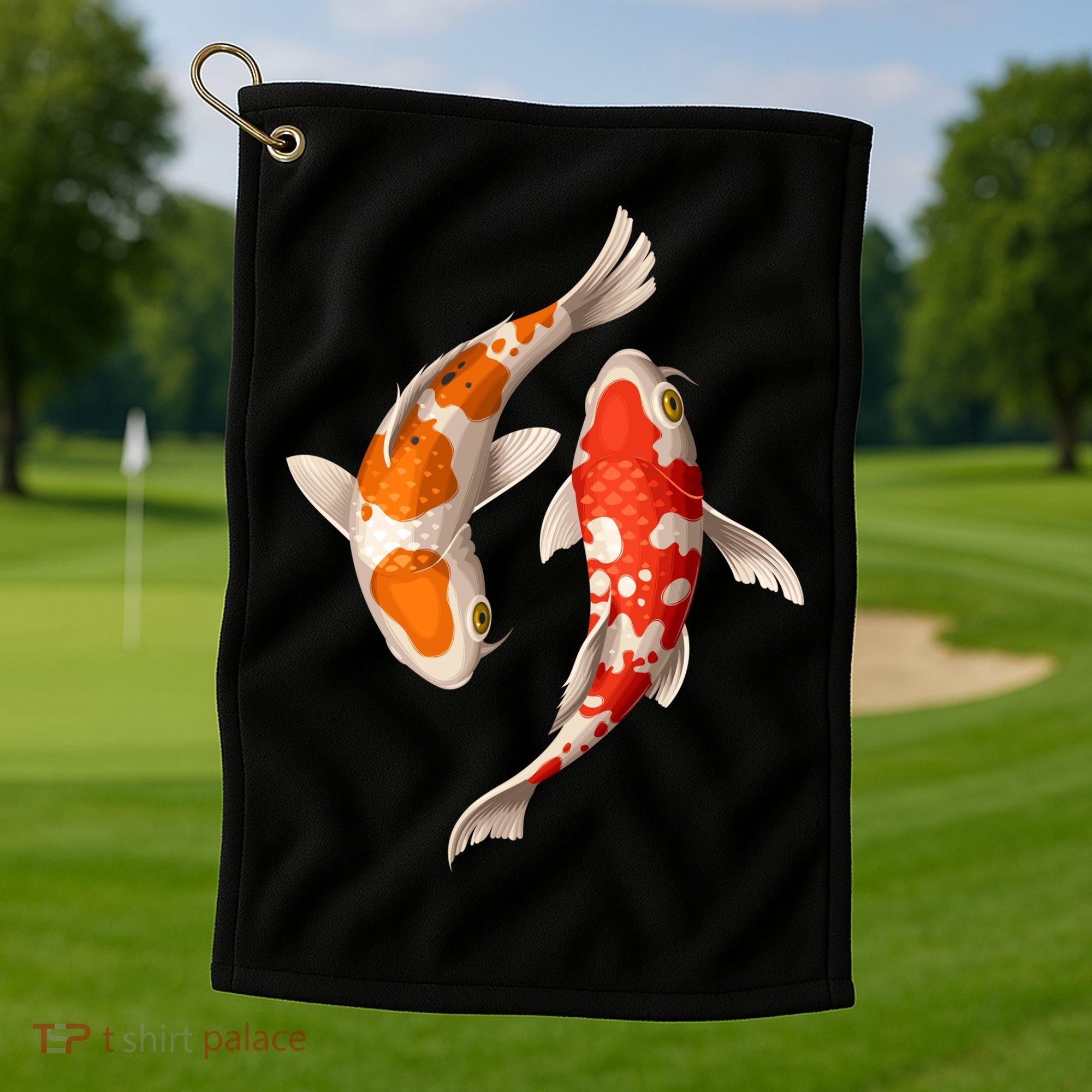 Swimming Koi Fishes Golf Towel