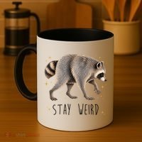 Stay Weird Jimothy The Raccoon Viral Funny Coffee Mug thumb 4
