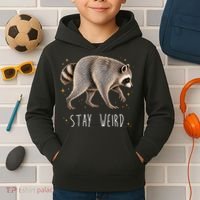 Stay Weird Jimothy The Raccoon Viral Funny Kids Hoodie thumb 2
