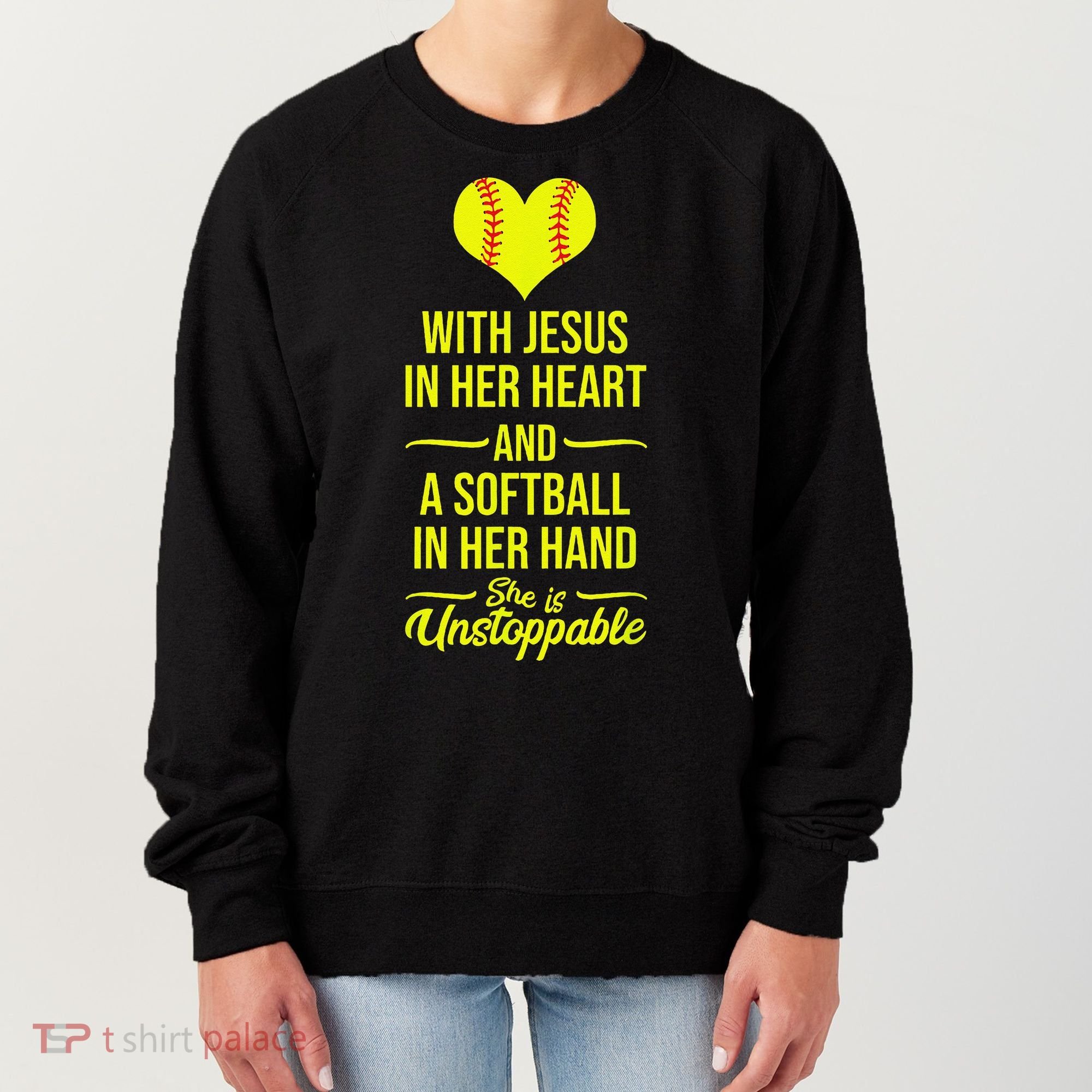 Softball With Jesus In Her Heart Softball Pitcher Women's Sweatshirt