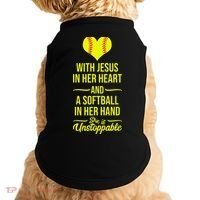 Softball With Jesus In Her Heart Softball Pitcher Doggie Tank thumb 0