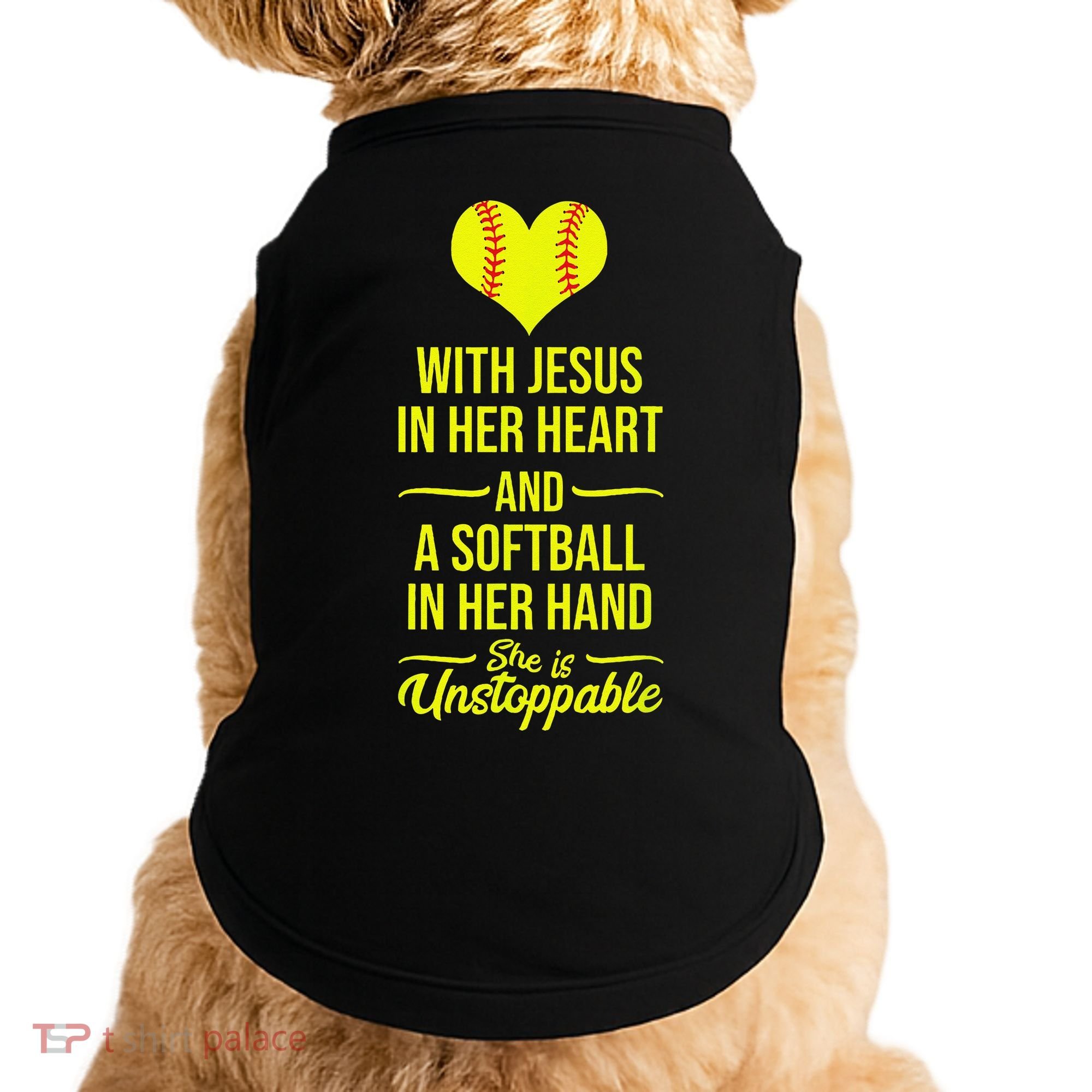 Softball With Jesus In Her Heart Softball Pitcher Doggie Tank