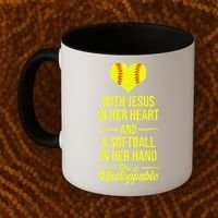 Softball With Jesus In Her Heart Softball Pitcher Coffee Mug thumb 2