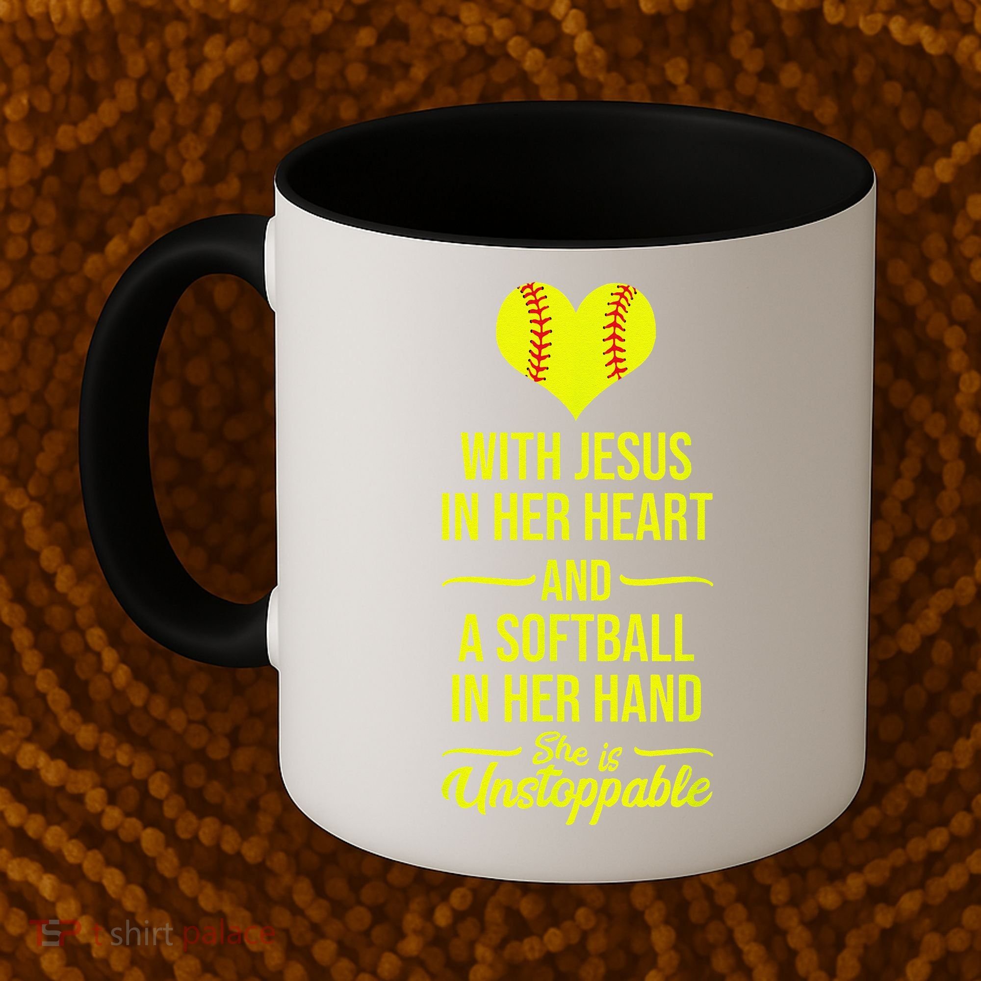 Softball With Jesus In Her Heart Softball Pitcher Coffee Mug
