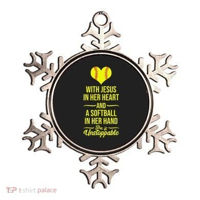 Softball With Jesus In Her Heart Softball Pitcher Ornament