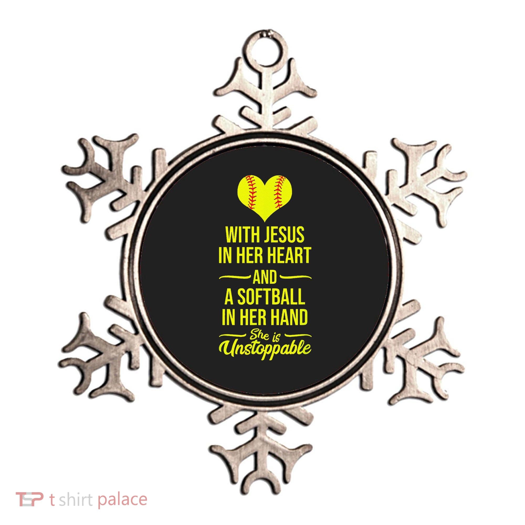 Softball With Jesus In Her Heart Softball Pitcher Ornament