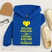 Softball With Jesus In Her Heart Softball Pitcher Hoodie thumb 4
