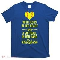 Softball With Jesus In Her Heart Softball Pitcher T-Shirt thumb 0