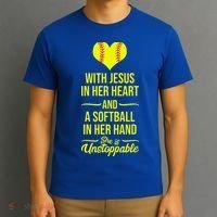 Softball With Jesus In Her Heart Softball Pitcher T-Shirt thumb 3