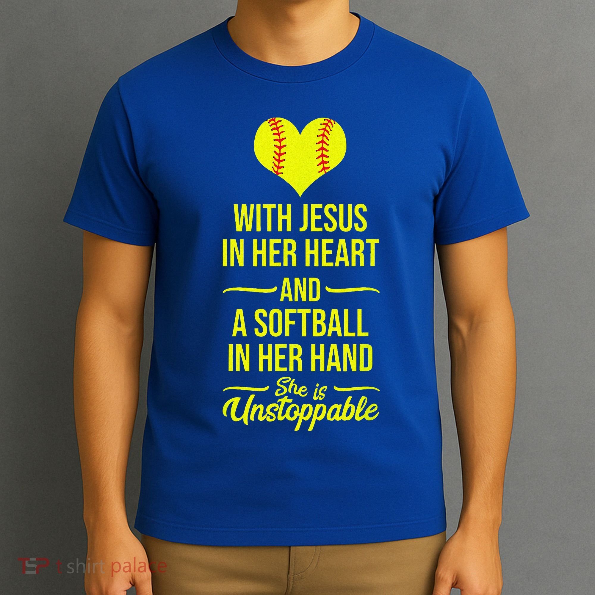 Softball With Jesus In Her Heart Softball Pitcher T-Shirt