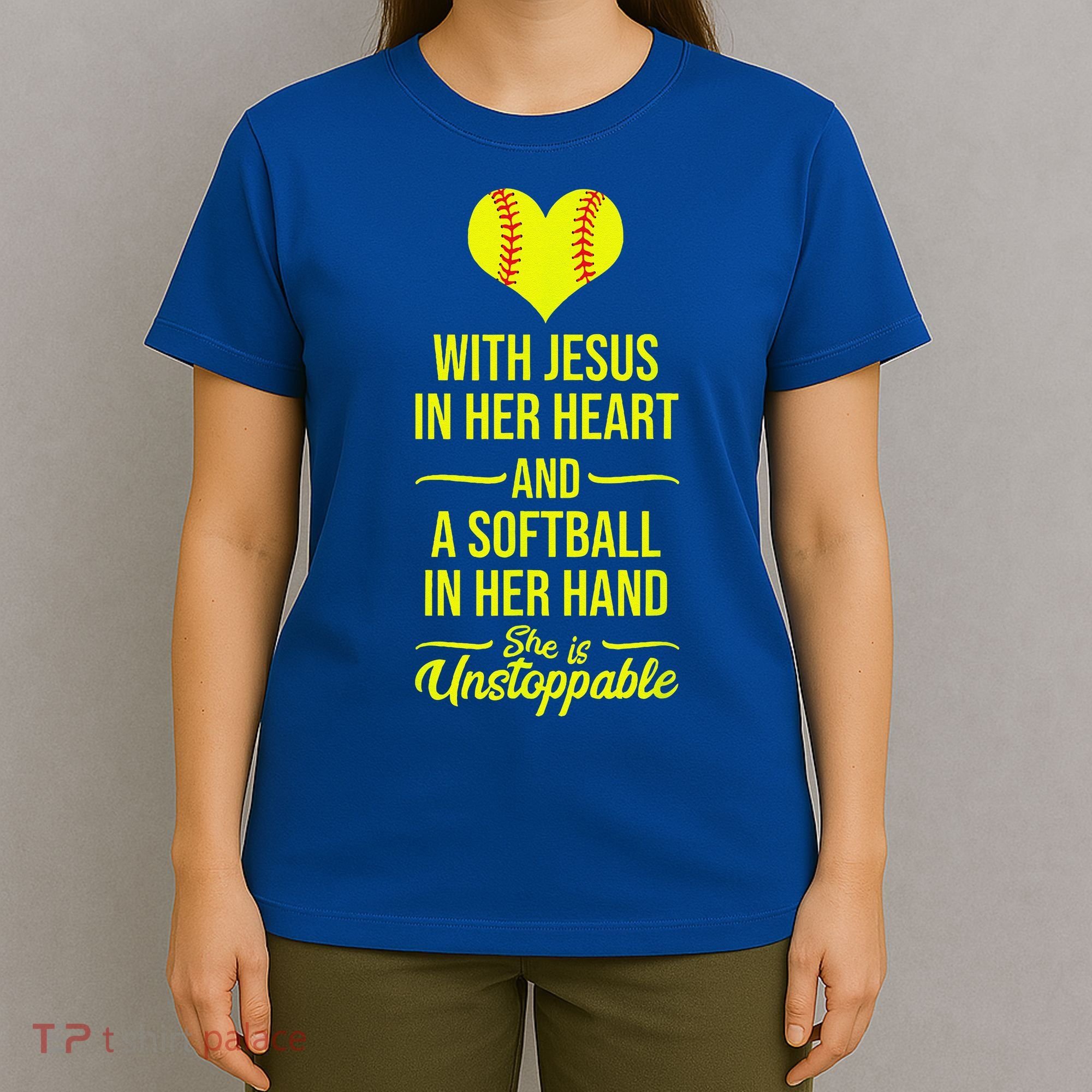 Softball With Jesus In Her Heart Softball Pitcher T-Shirt