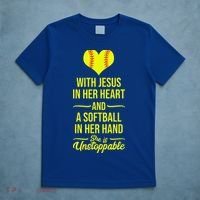 Softball With Jesus In Her Heart Softball Pitcher T-Shirt thumb 5