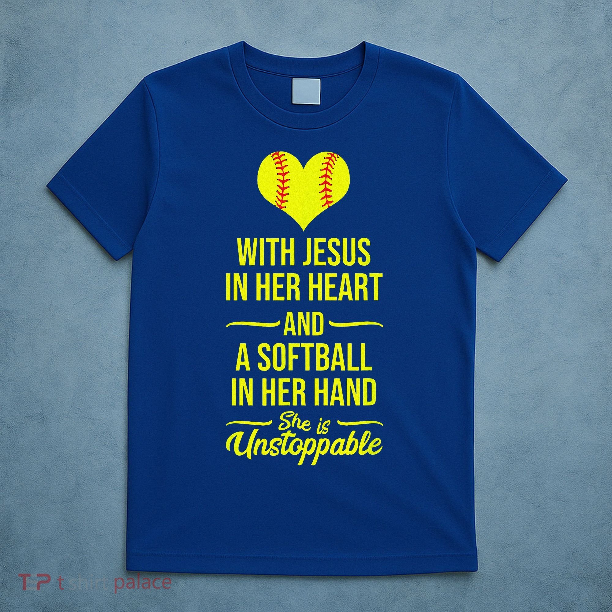 Softball With Jesus In Her Heart Softball Pitcher T-Shirt