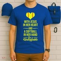 Softball With Jesus In Her Heart Softball Pitcher T-Shirt thumb 6