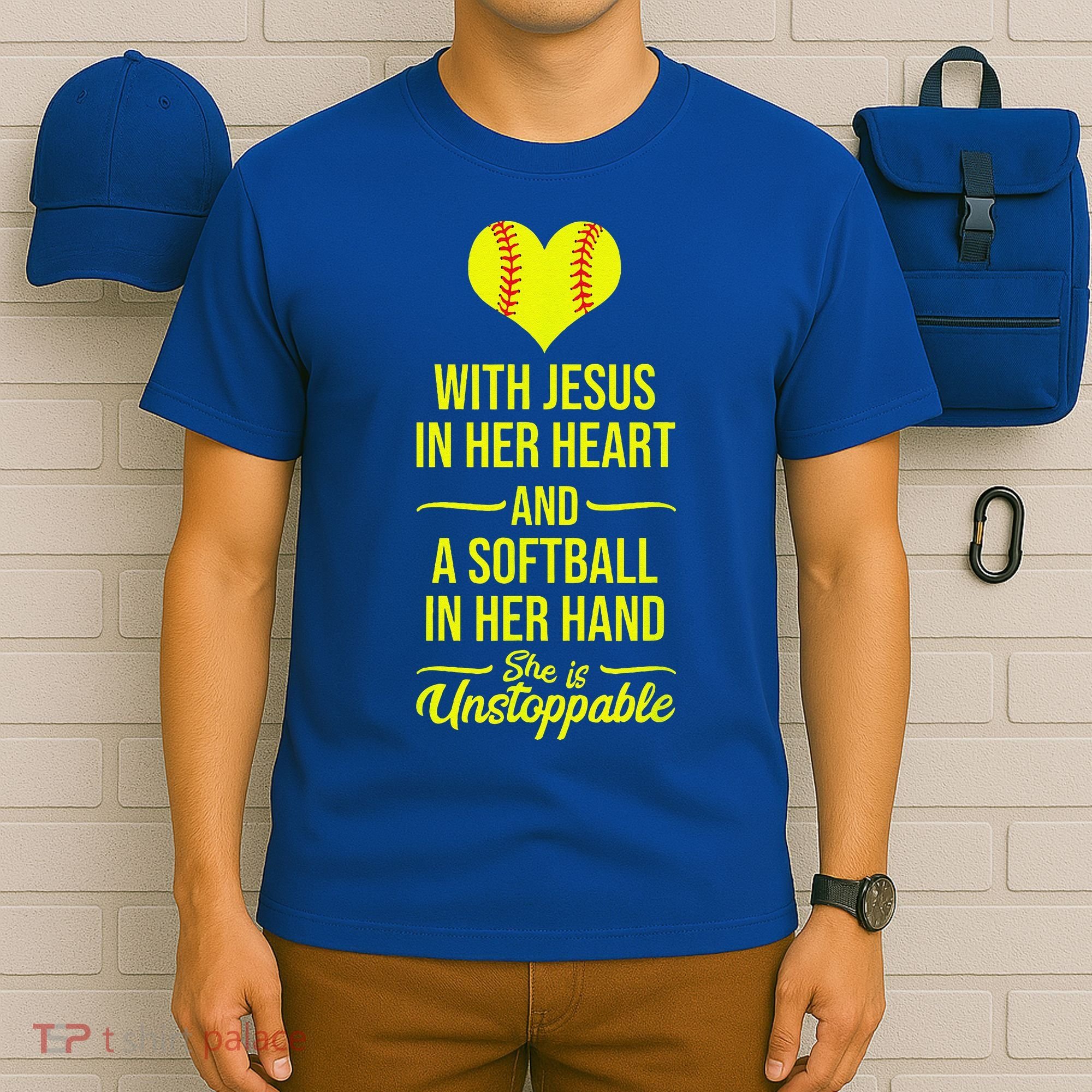 Softball With Jesus In Her Heart Softball Pitcher T-Shirt