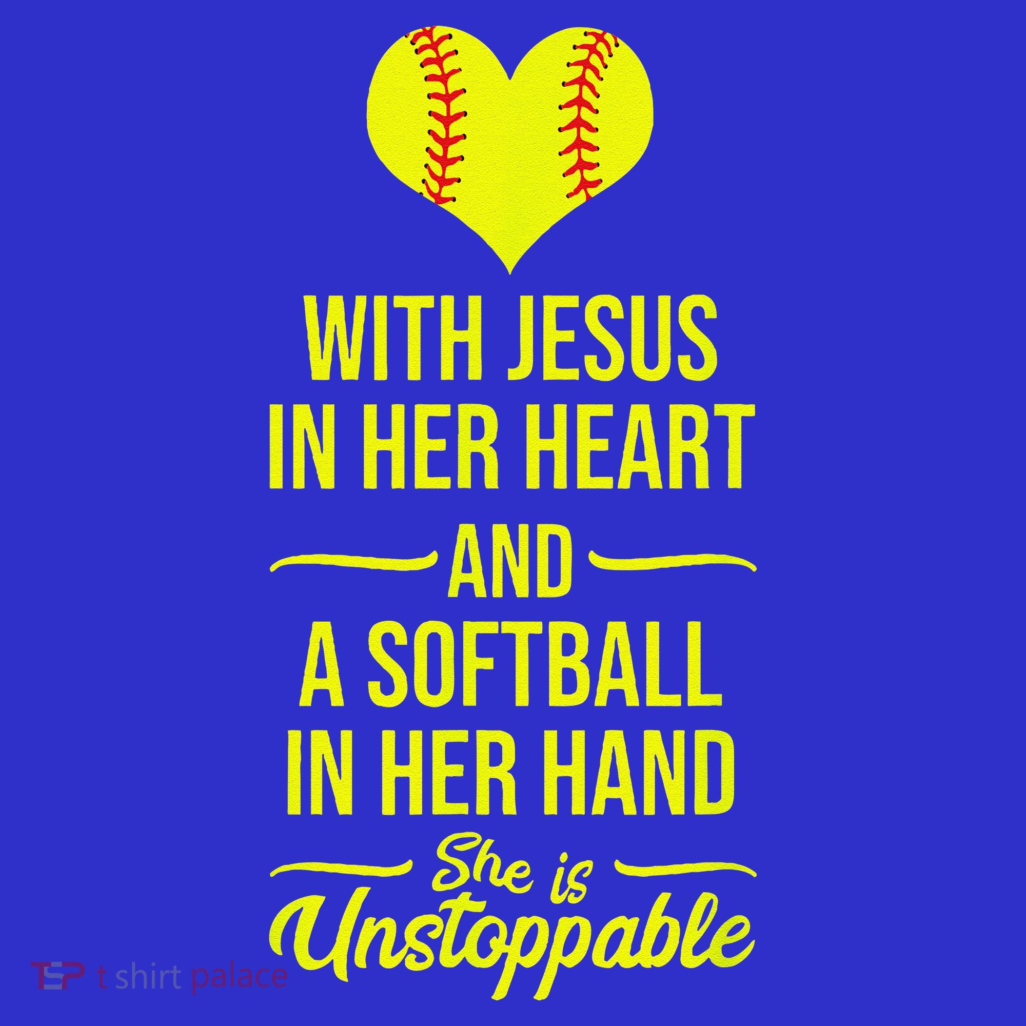 Softball With Jesus In Her Heart Softball Pitcher T-Shirt