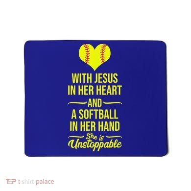 Softball With Jesus In Her Heart Softball Pitcher Mousepad