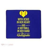 Softball With Jesus In Her Heart Softball Pitcher Mousepad thumb 0