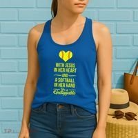 Softball With Jesus In Her Heart Softball Pitcher Women's Tank Top thumb 2