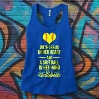 Softball With Jesus In Her Heart Softball Pitcher Women's Tank Top thumb 3