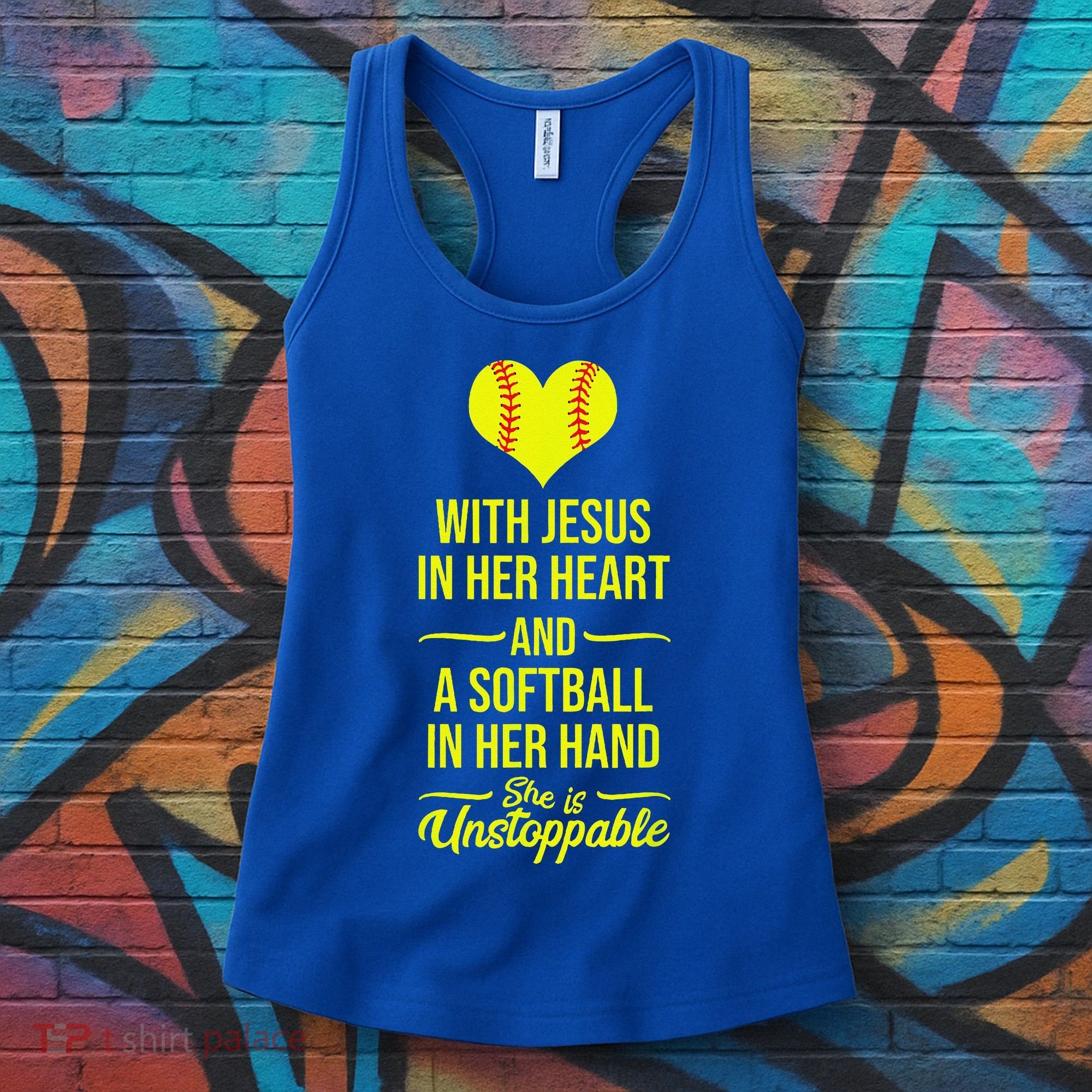 Softball With Jesus In Her Heart Softball Pitcher Women's Tank Top