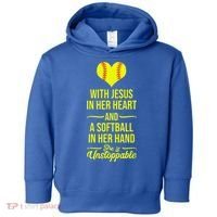 Softball With Jesus In Her Heart Softball Pitcher Toddler Hoodie thumb 0