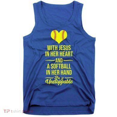 Softball With Jesus In Her Heart Softball Pitcher Tank Top