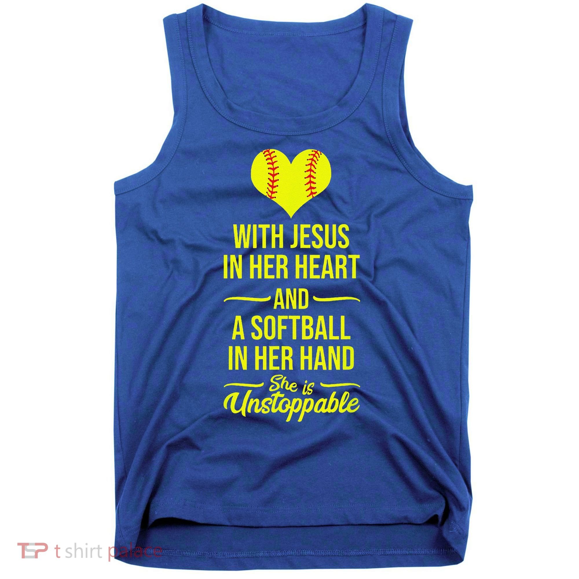Softball With Jesus In Her Heart Softball Pitcher Tank Top