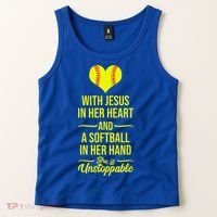 Softball With Jesus In Her Heart Softball Pitcher Tank Top thumb 2