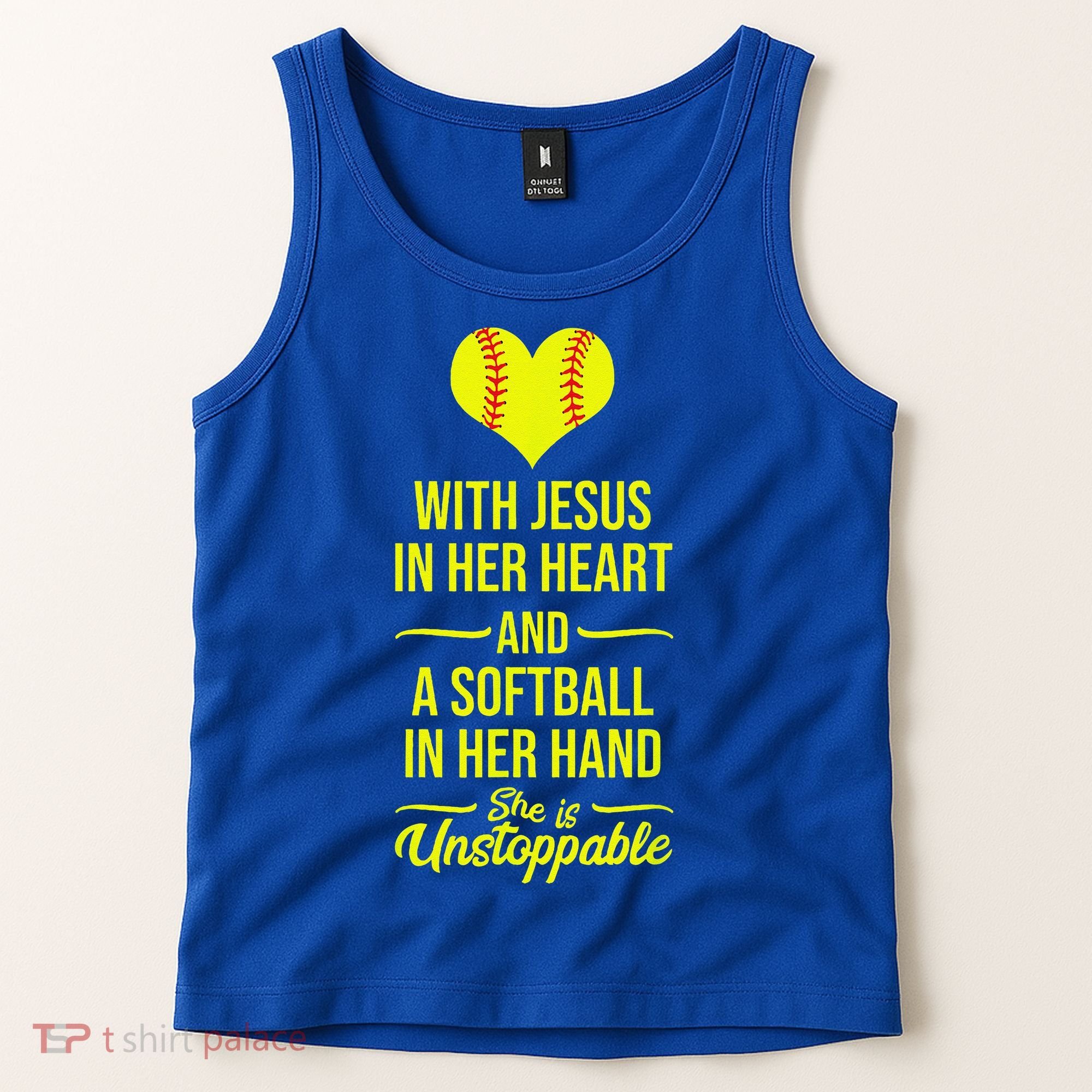 Softball With Jesus In Her Heart Softball Pitcher Tank Top