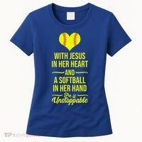 Softball With Jesus In Her Heart Softball Pitcher Women's T-Shirt thumb 0