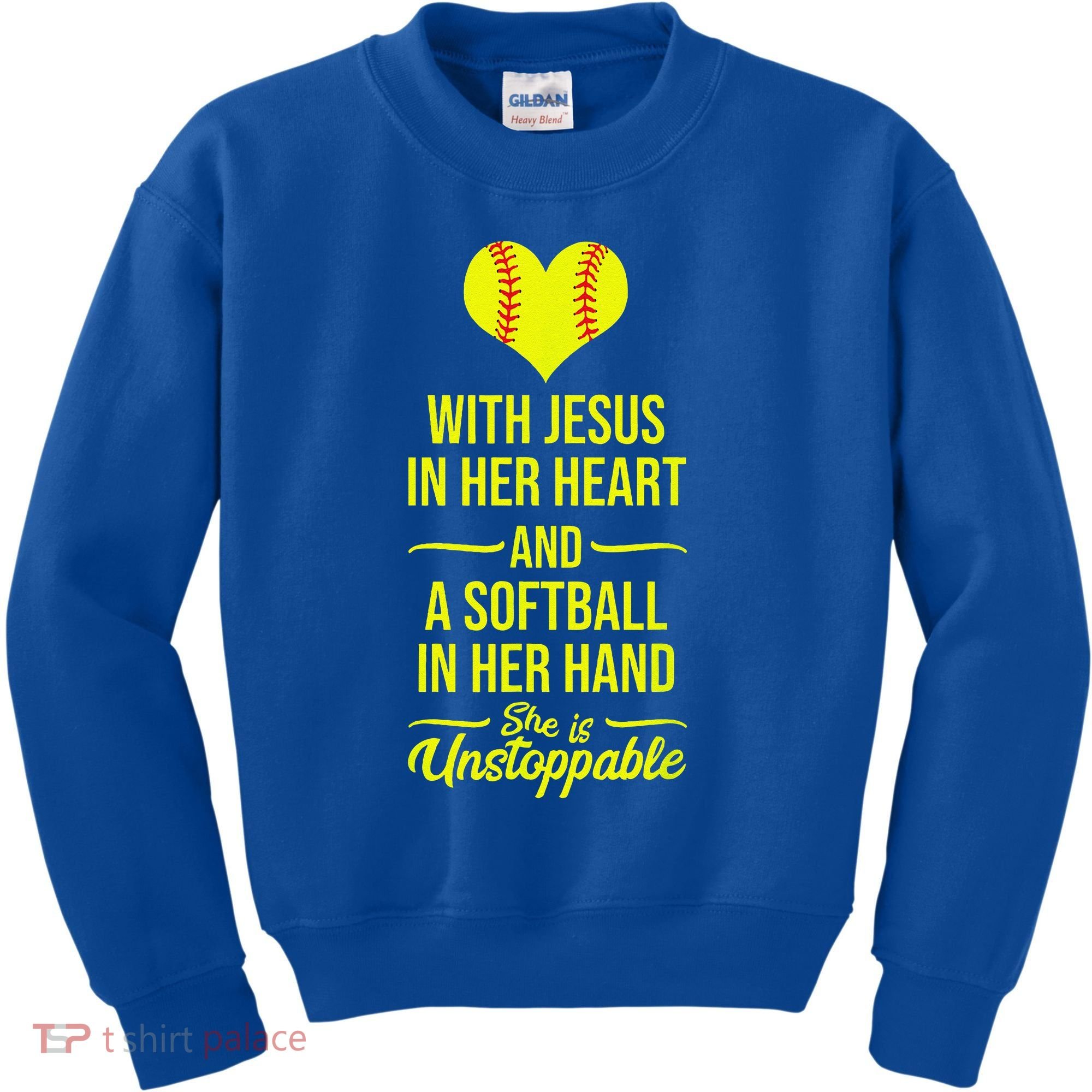 Softball With Jesus In Her Heart Softball Pitcher Kids Sweatshirt