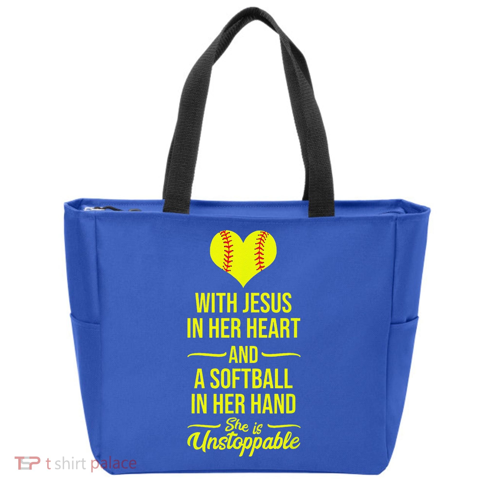 Softball With Jesus In Her Heart Softball Pitcher Tote Bag