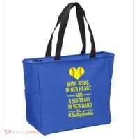 Softball With Jesus In Her Heart Softball Pitcher Tote Bag thumb 2