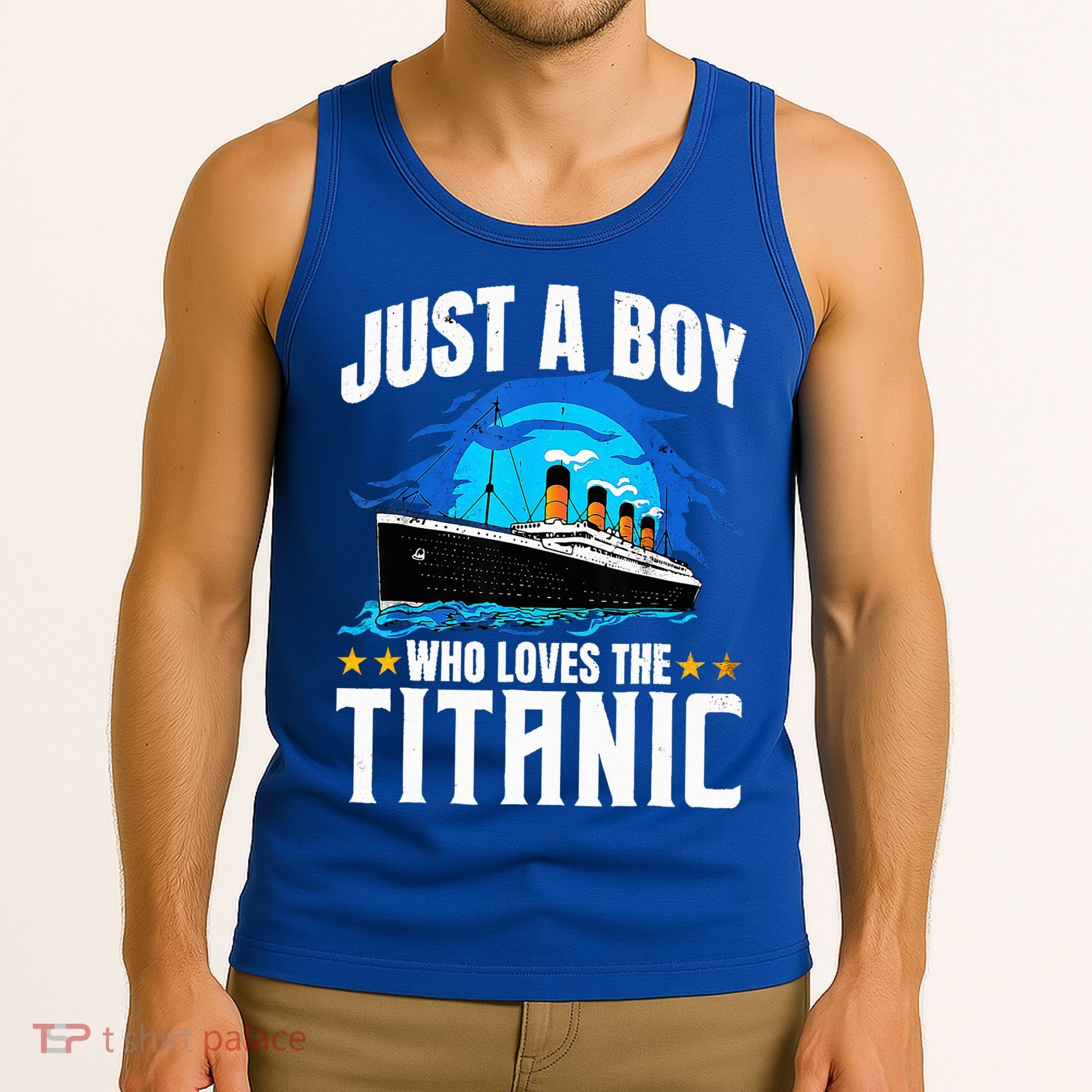 Ship Who Just Love The RMS Titanic Christmas Pajama Boy  Tank Top