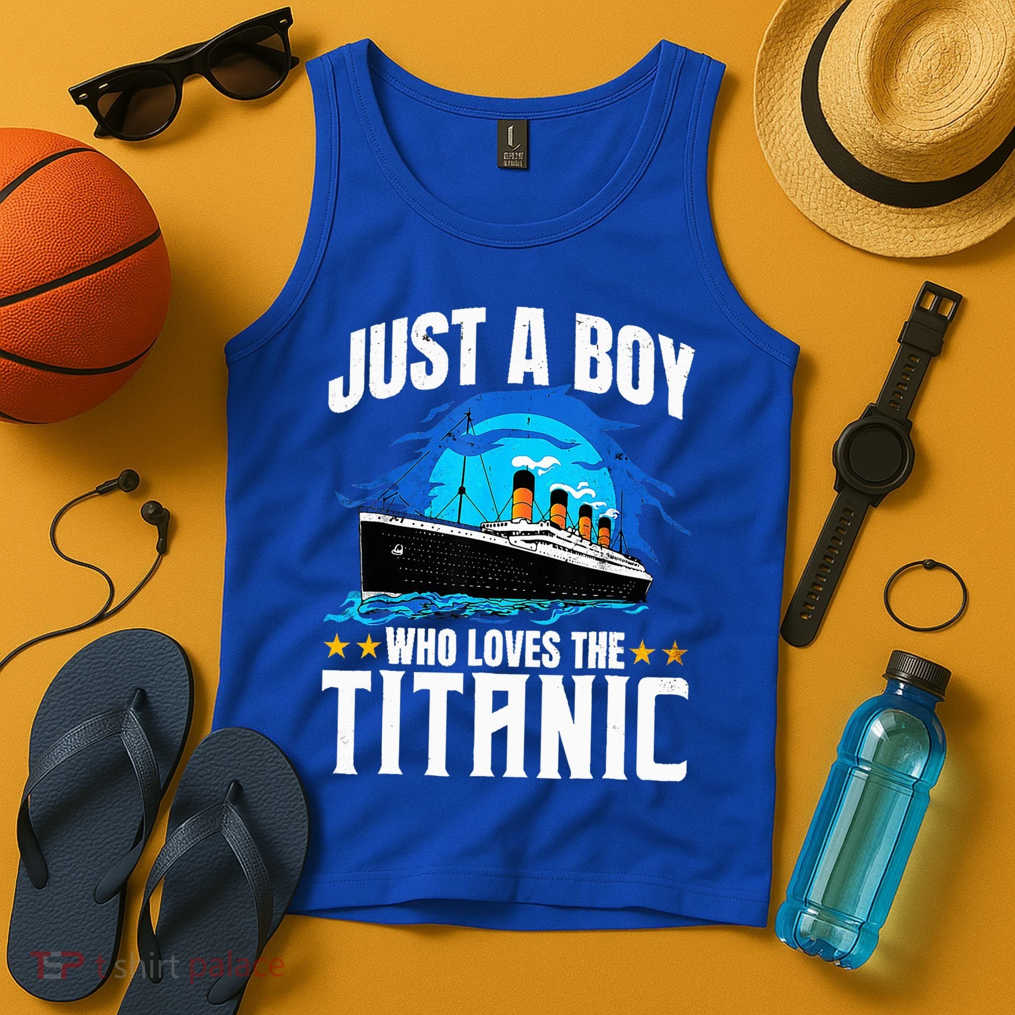 Ship Who Just Love The RMS Titanic Christmas Pajama Boy  Tank Top