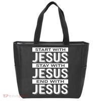 Start With Jesus Stay With End With Tote Bag thumb 0