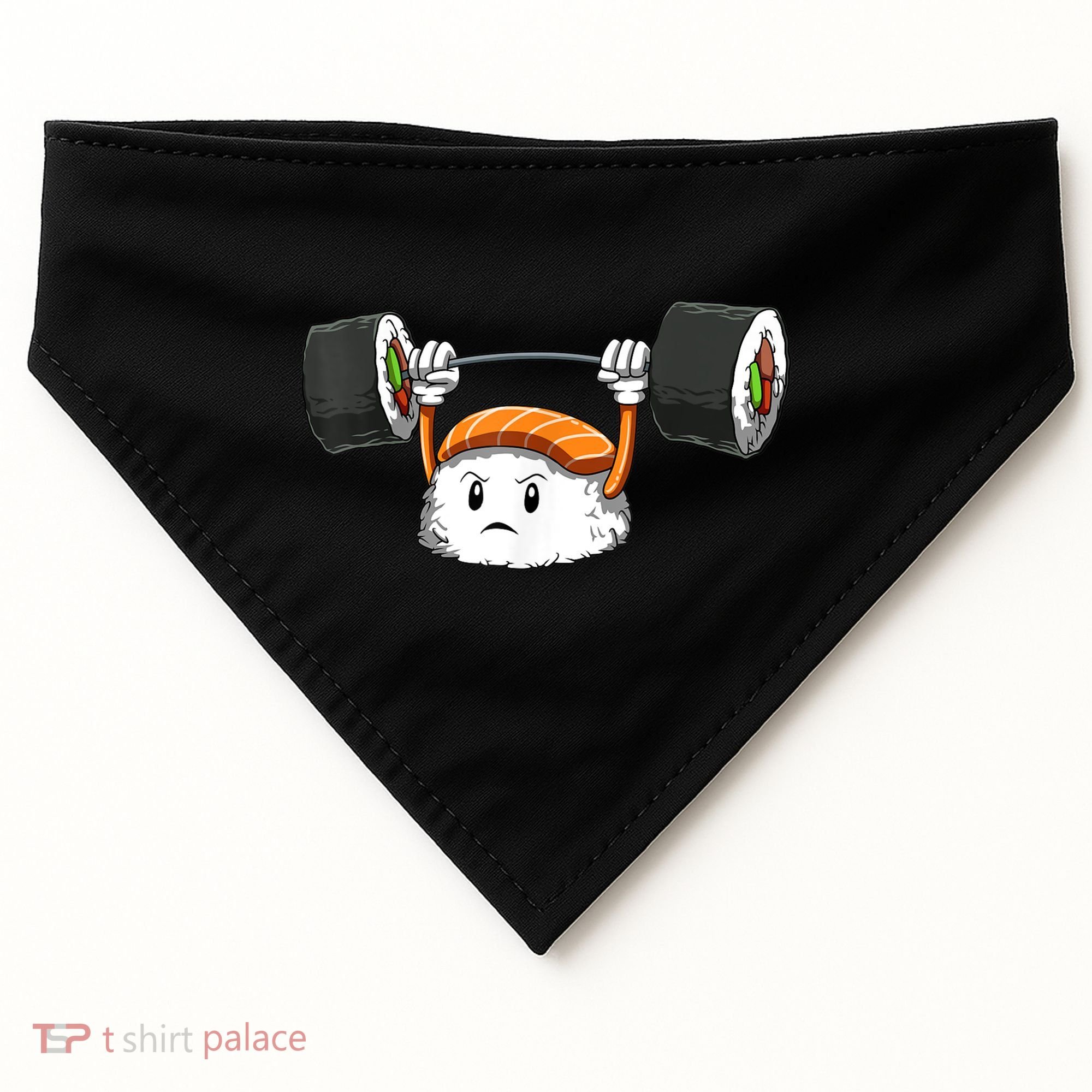Sushi Weight Lifting Gym Sushi Workout Japanese Bodybuilder USA-Made Doggie Bandana