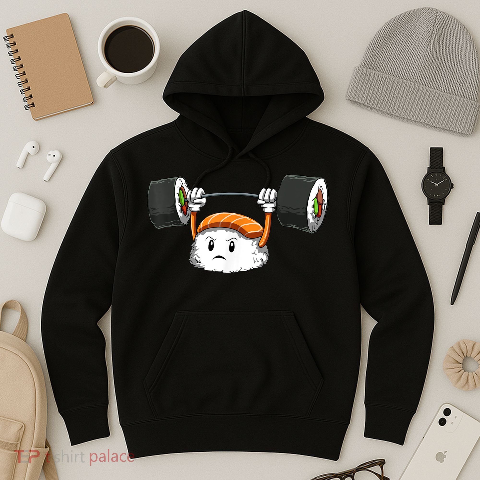 Sushi Weight Lifting Gym Sushi Workout Japanese Bodybuilder Hoodie