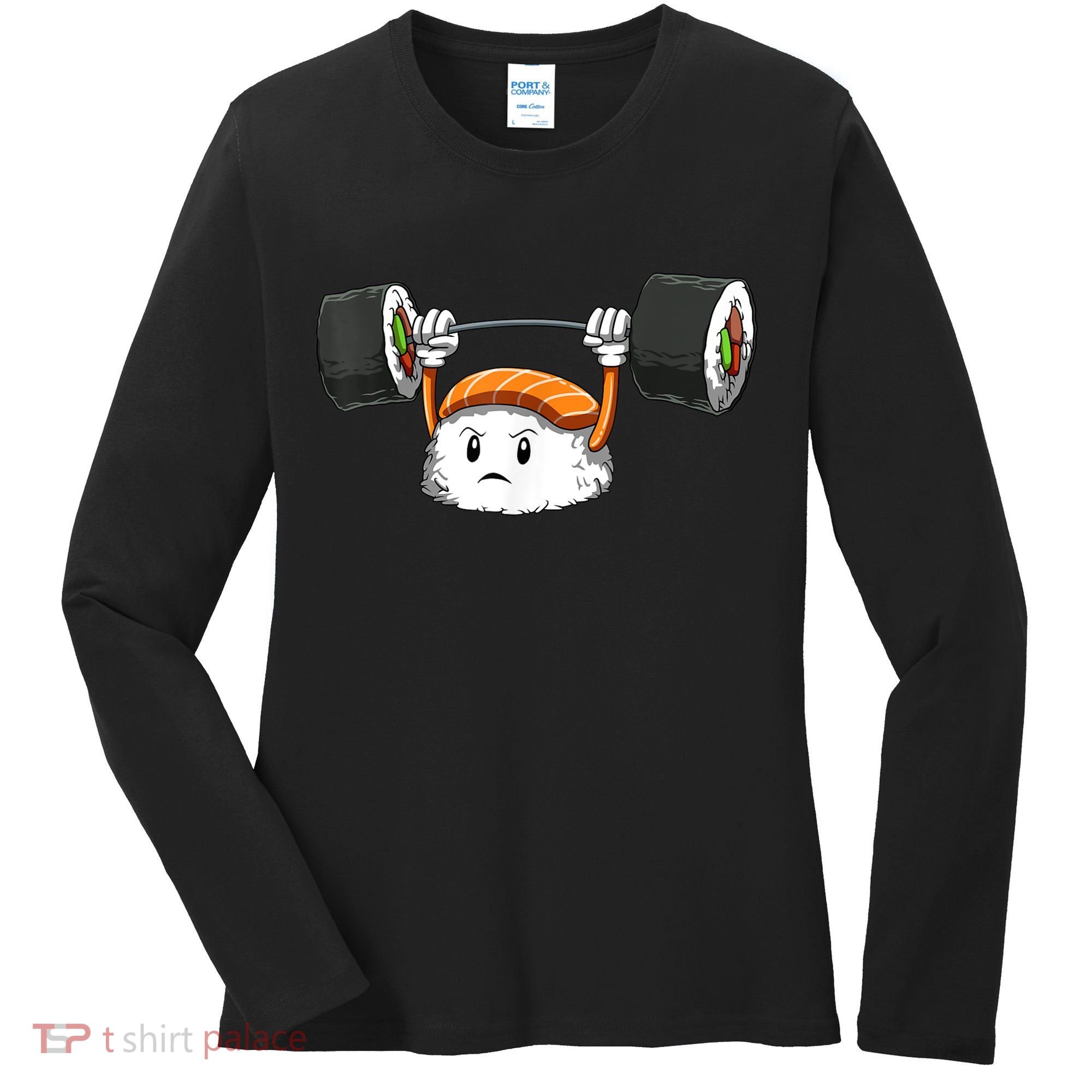Sushi Weight Lifting Gym Sushi Workout Japanese Bodybuilder Women's Long Sleeve Shirt