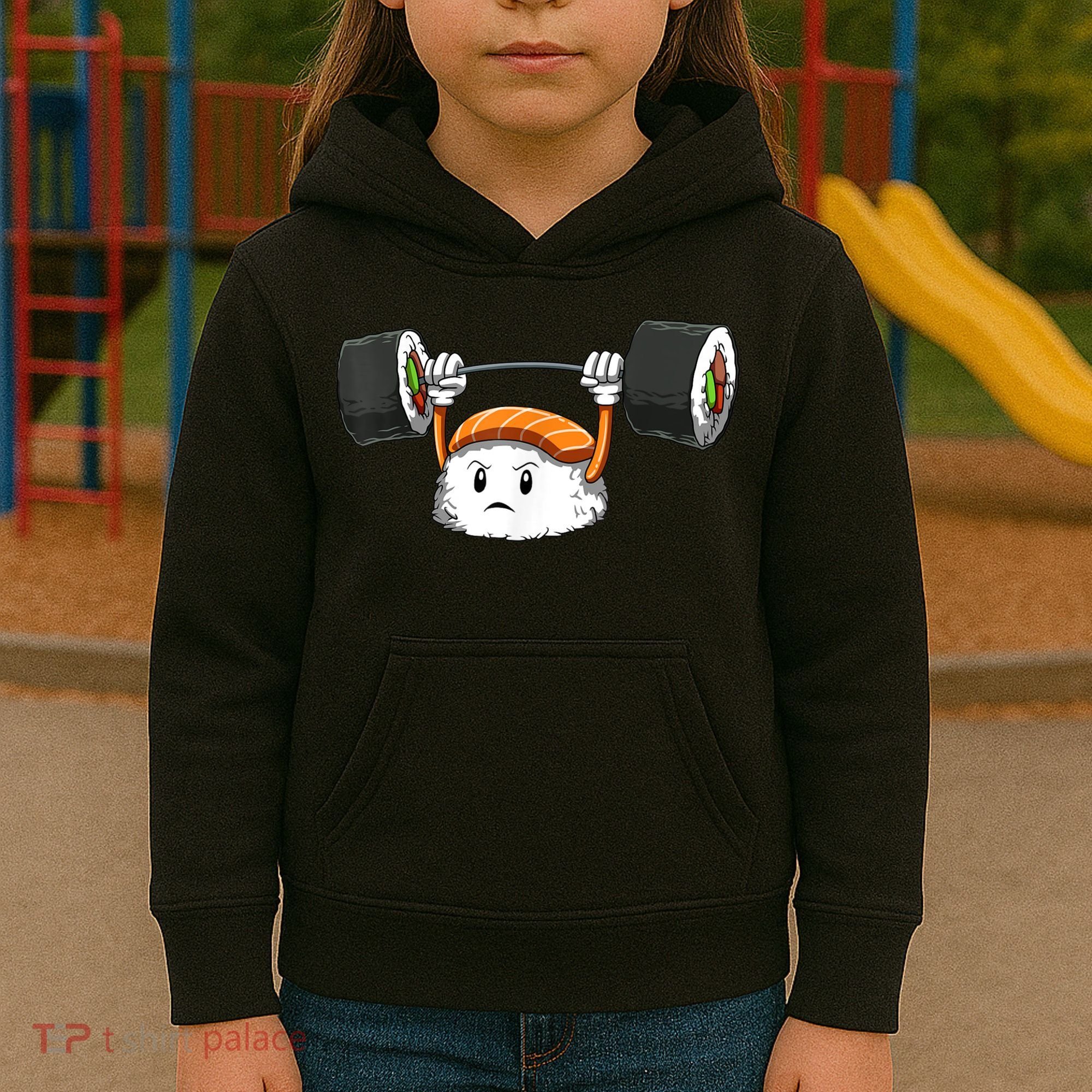 Sushi Weight Lifting Gym Sushi Workout Japanese Bodybuilder Kids Hoodie
