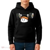 Sushi Weight Lifting Gym Sushi Workout Japanese Bodybuilder Kids Hoodie thumb 4
