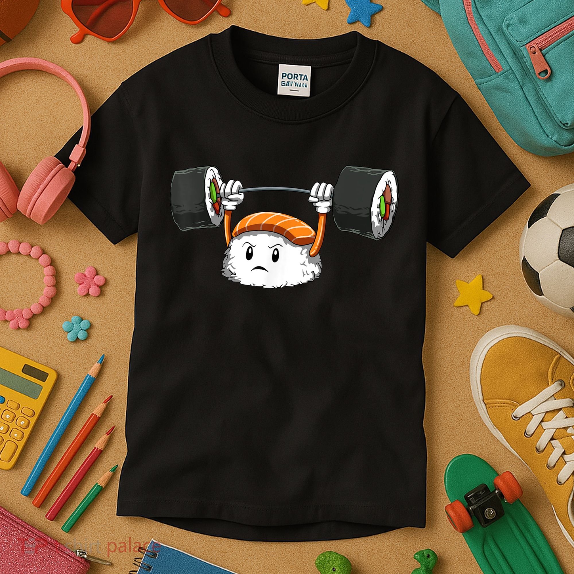 Sushi Weight Lifting Gym Sushi Workout Japanese Bodybuilder Kids T-Shirt