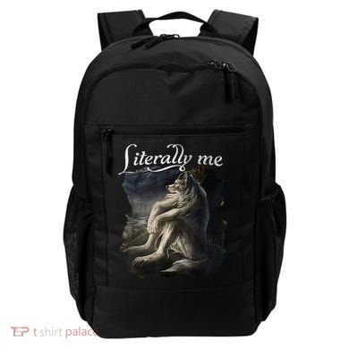 Sitting Wolf Literally Me Funny Meme Backpack
