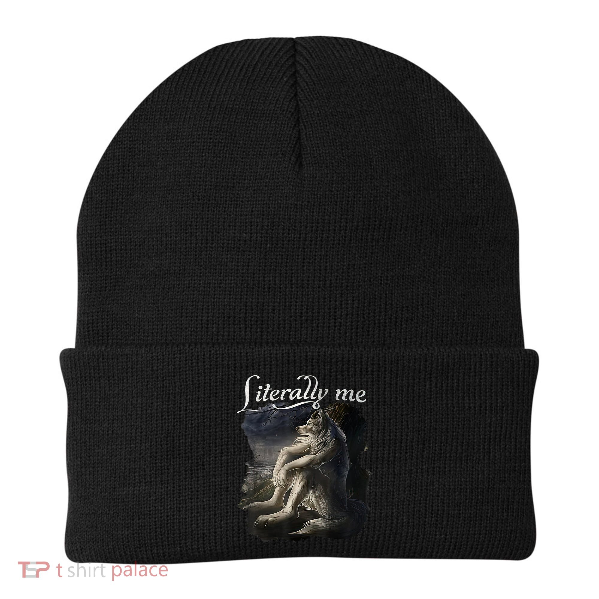 Sitting Wolf Literally Me Funny Meme Beanie